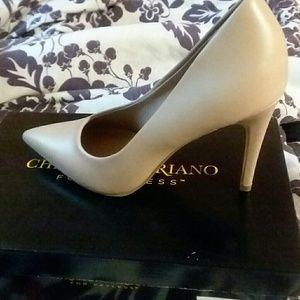 Tan pointed stilettos heels